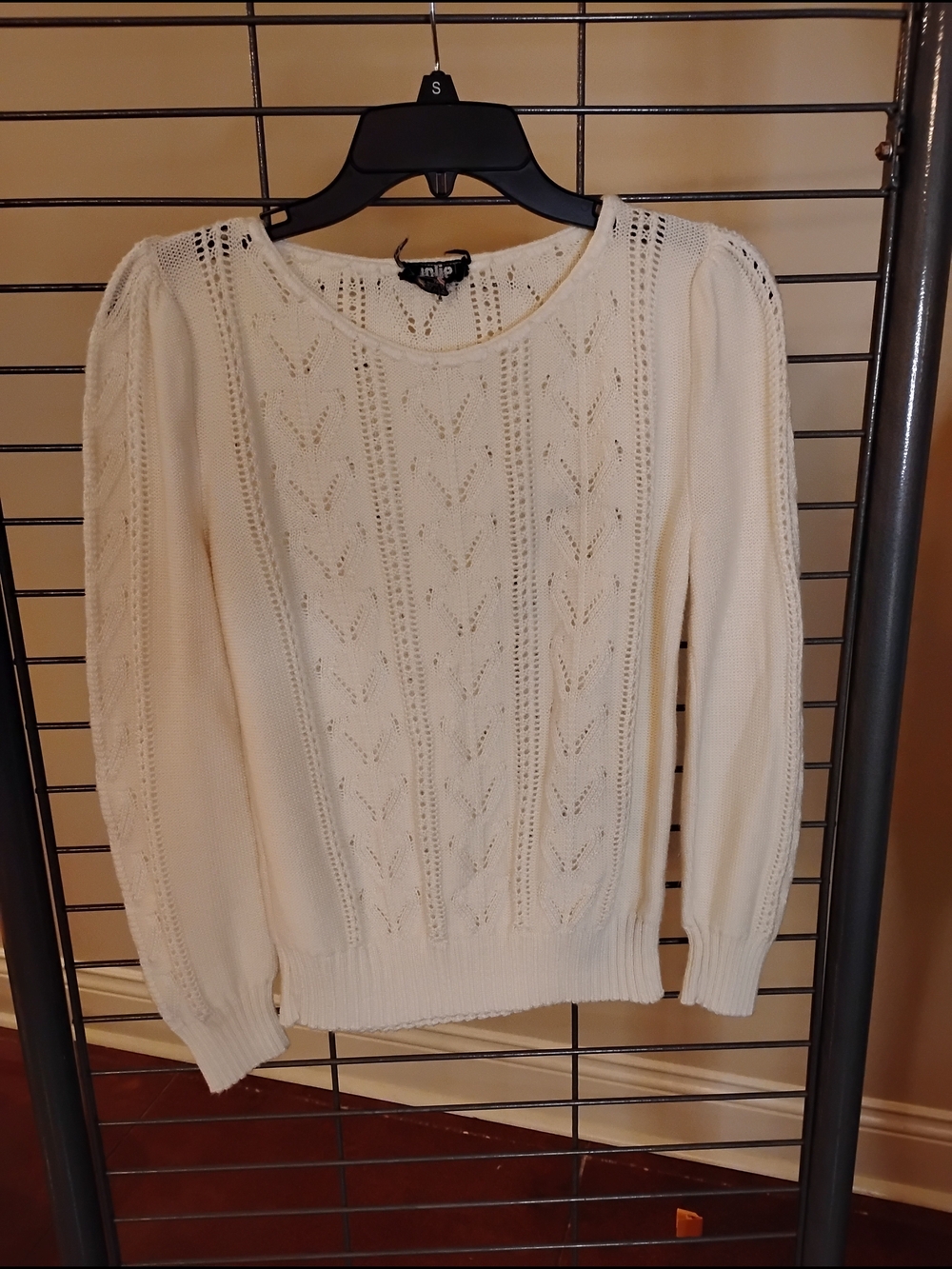 Jolie Cream Pointelle Crewneck Sweater